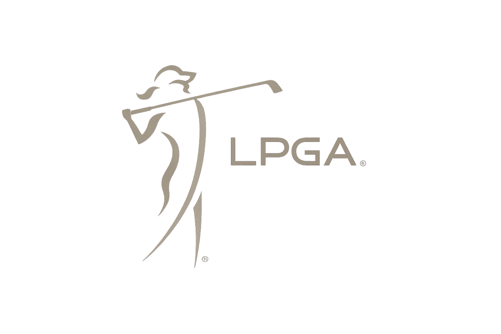 LPGA logo with golfer silhouette.
