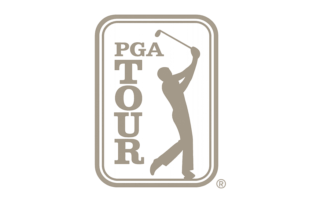 PGA Tour logo with golfer silhouette.