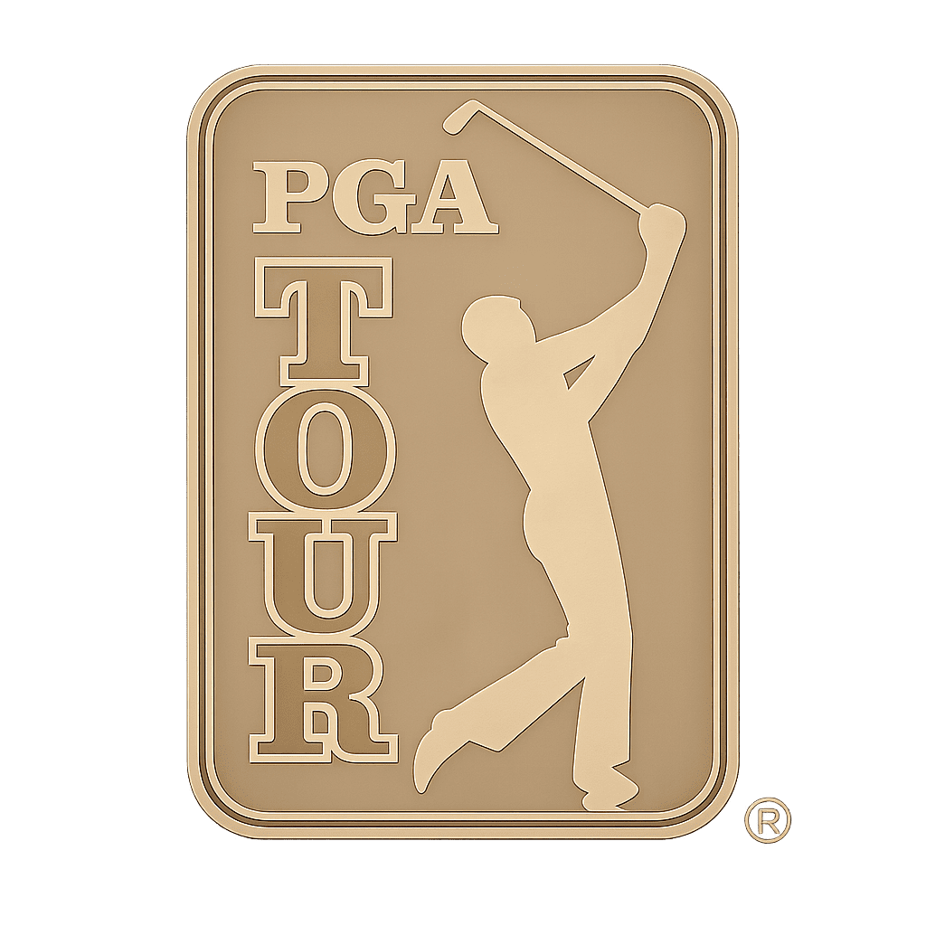 PGA Tour logo with golfer silhouette.